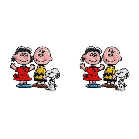 Peanuts Cartoon Characters Themed 2in Wide  Embroidered Sewn On Set of 2 Patch