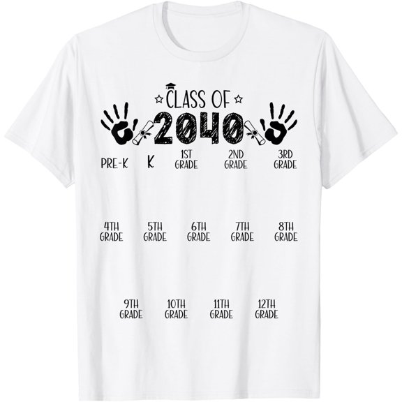 Class Of 2040 Grow With Me Pre-K To 12Th Grade Handprint T-Shirt Unisex S-5Xl Hot Trending Shirt Birthday Gift