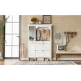thumbnail image 6 of Lisonu 55" Hall Tree with Shoe Cabinet, Entryway Organizer with Mirror, 4 Hooks, Flip-Down Shoe Drawers & Storage Cabinets for Hallway, White, 6 of 24