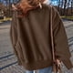thumbnail image 5 of Suéter de Cuello Redondo para Mujer, Holgado, de Lana de Cordero, Informal, Versátil, de Larga, para Otoño e Invierno. Café XXL, 5 of 9