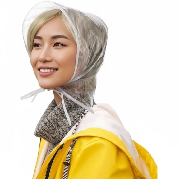 12 Pieces Rain Bonnet with Visor Clear Plastic Waterproof Rain Hats Scarf for Women Lady Female Wear