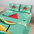 thumbnail image 2 of Surf Sheet Set, Watermelon Riding the Waves Surfing in the Ocean Popular Summer Activity, Fitted and Flat Sheet with Pillowcases Bedding Accent 4 Piece Set, Calking, Red Green Yellow, by Ambesonne, 2 of 8