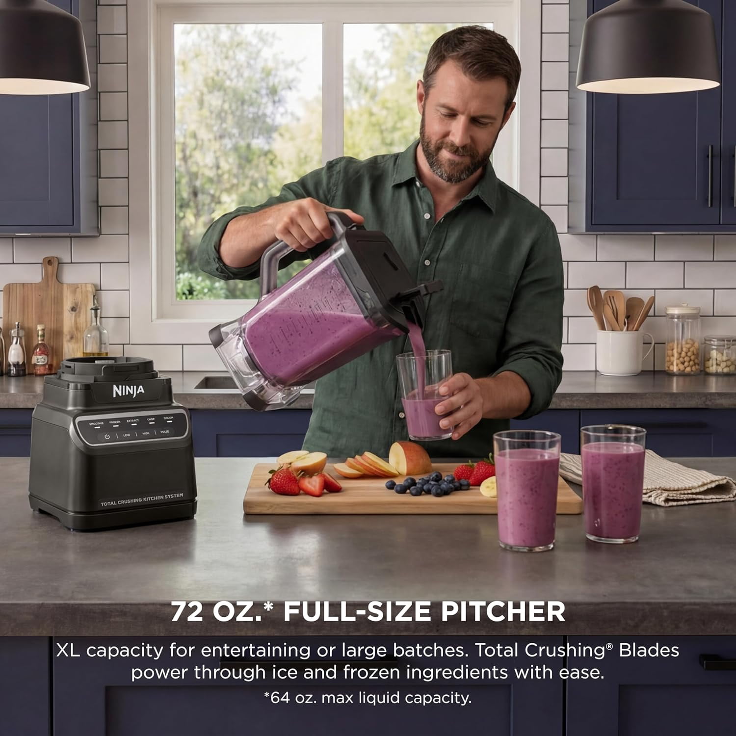 Ninja Kitchen System | All-in-One for Smoothies, Frozen Drinks, Veggie Chopper & More | With Full-Size Pitcher, 8 Cup Food Processor Bowl, (2) 18 oz. Cups, | 1200 Watt | Dark Grey