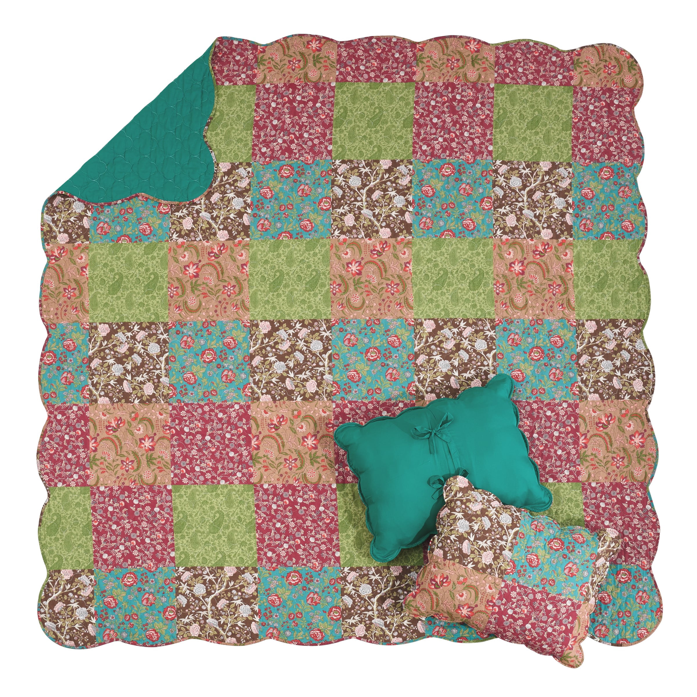 Greenland Home Fashions Danica Cotton-Rich Quilt Set, 3-Piece Full/Queen, for Teens and Adults