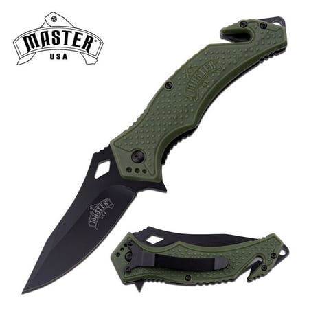 Black Rescue Blade - SPRING-ASSIST FOLDING KNIFE | Low-Cost 3.25