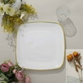 thumbnail image 4 of Balsa Circle 10 Square White 10" Disposable Salad Dinner Plastic Plates Gold Trim Party Events Decorations Supplies, 4 of 8