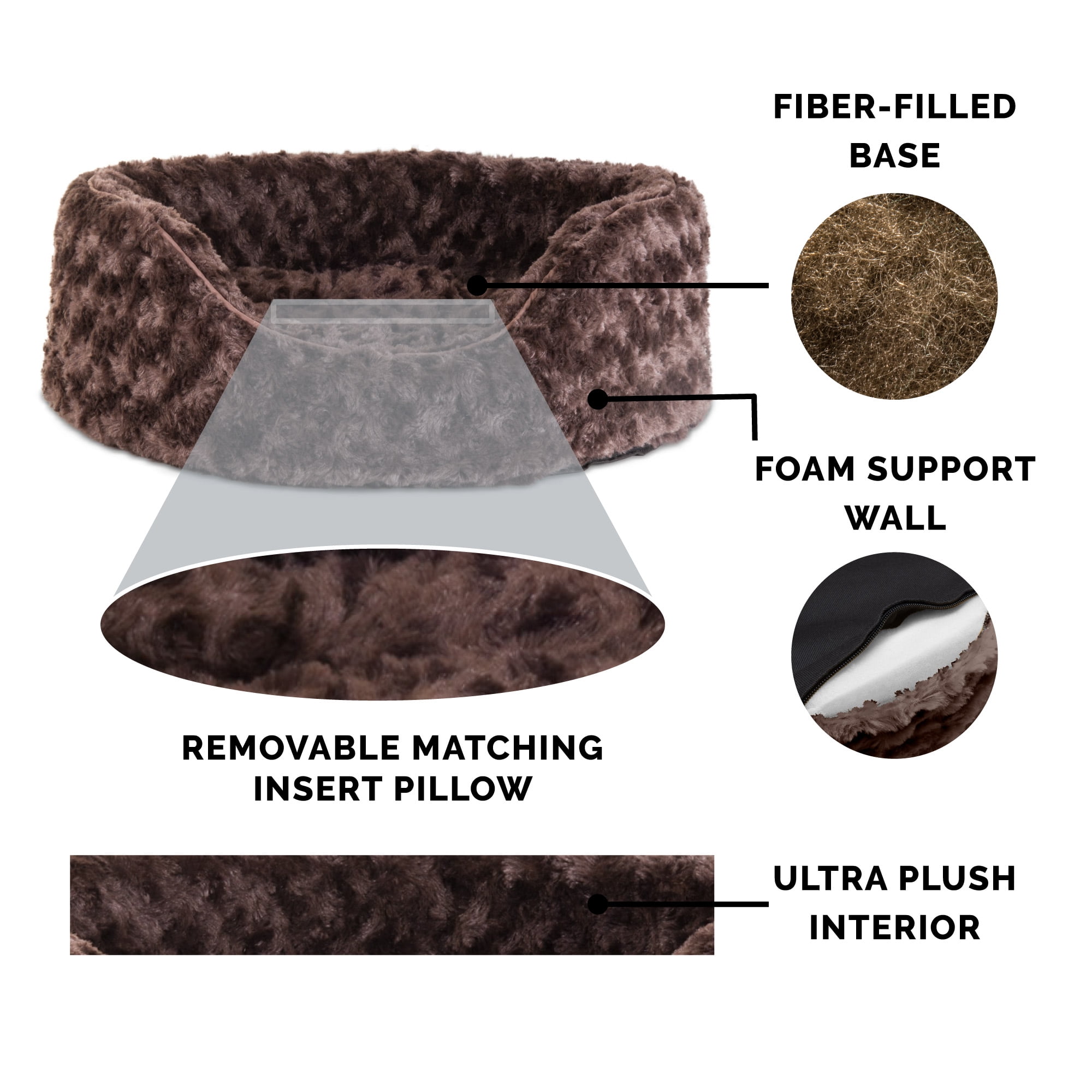 FurHaven Pet Products Ultra Plush Oval Pet Bed for Dogs & Cats - Chocolate, Large