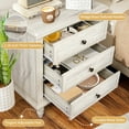 thumbnail image 4 of Ktaxon Solid Wood Nightstand with 3 Drawer Traditional Cottage Bedside Table, Wash White, 4 of 11