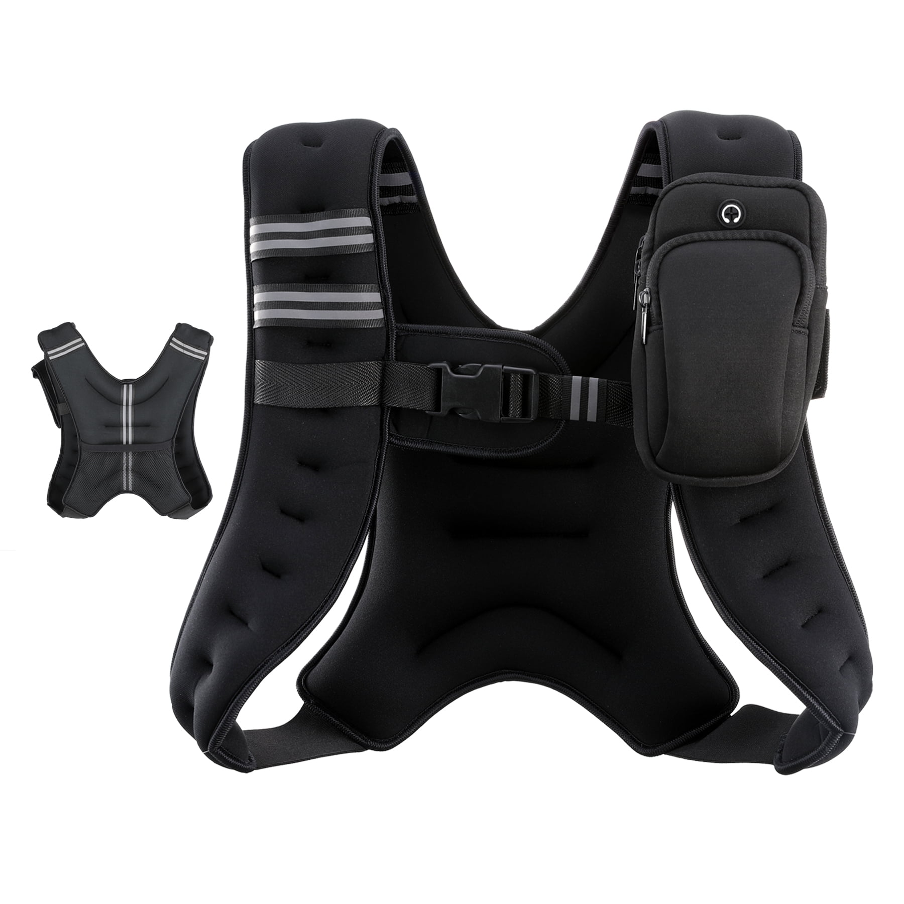 Weighted Vest Black with Reflective Stripe for Workout, Strength