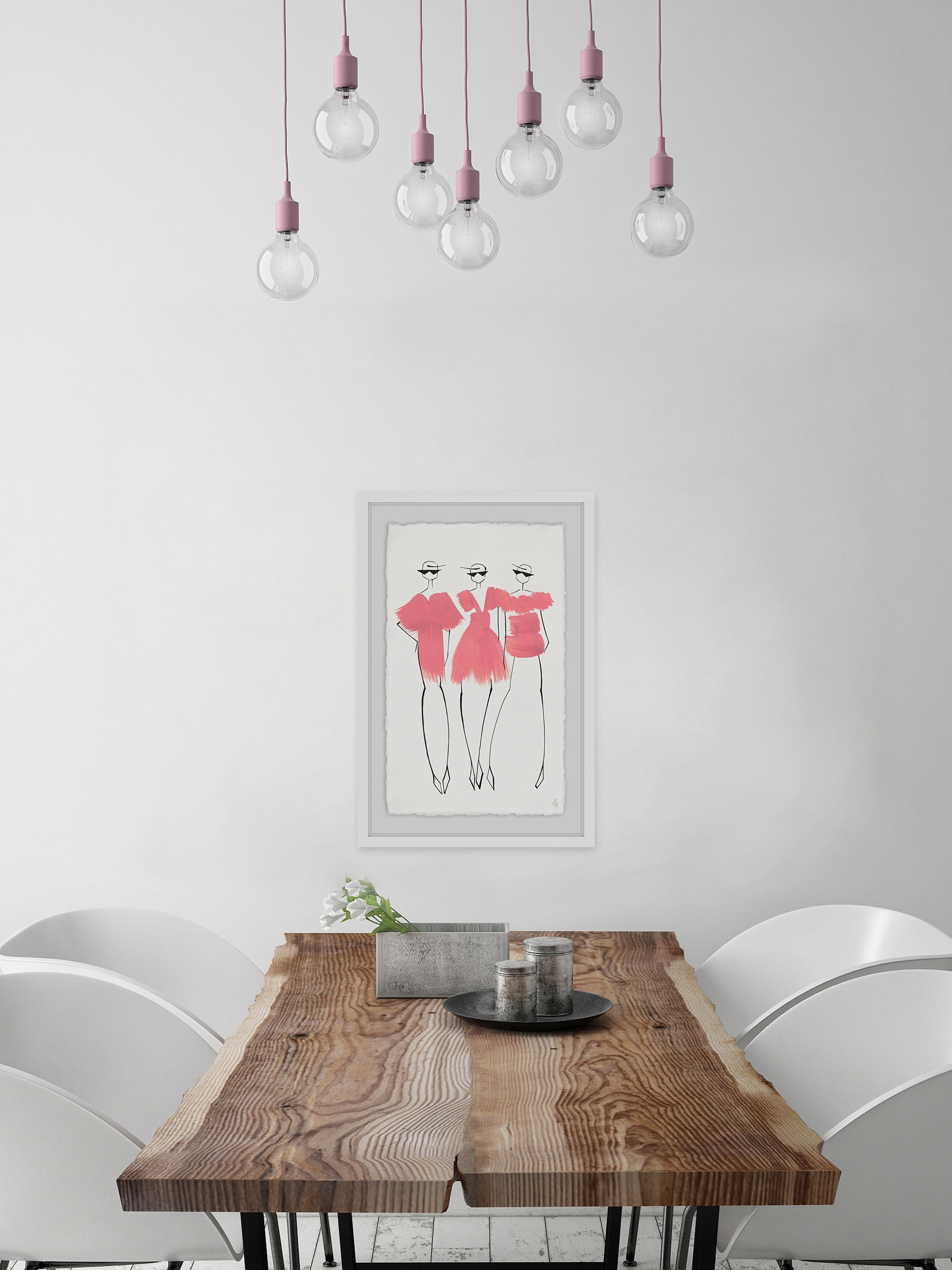 Little Pink Dress Framed Painting Art Print, 16.00" x 1.50"