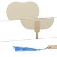 thumbnail image 3 of Unique Bargains Folding Fan 1 Pcs Beige Long Handle Round Palm-Leaf, 3 of 5