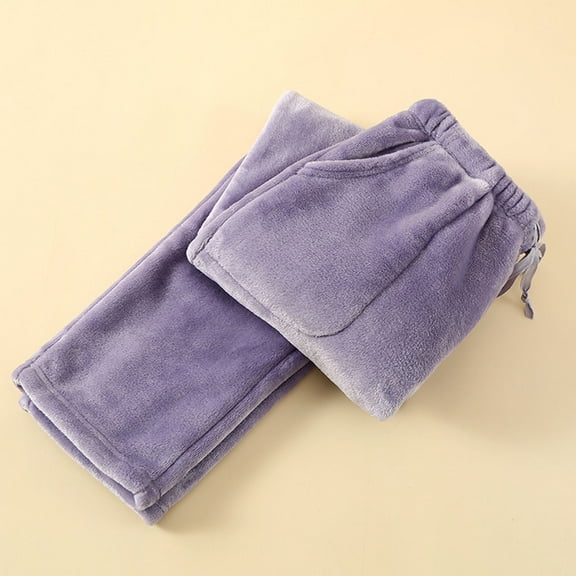 asjyhkr Pajama Pants Women Fleece Lined Elastic Waist Drawstring Fashion Casual Thermal Breathable Homewear Sleep Pants with Pockets