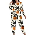 thumbnail image 2 of XUNKUSGA Plus Size Halloween Women's Pajama Sets Casual Long Sleeve Top and Bottoms Pjs 2 Piece Sets for Women Soft Cozy Fall Winter Pajamas for Women Set #10 XL, 2 of 7