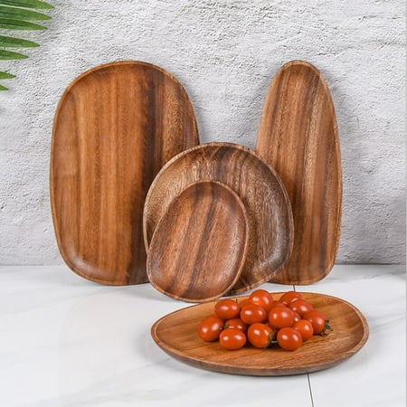 

Sunjoy Tech Wood Dinner Plates Round Wood Plates Easy Cleaning & Lightweight for Dishes Snack Dessert Unbreakable Classic Charger Plates