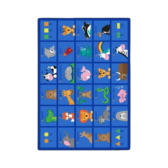 Joy Carpets Kid Essentials Friendly Phonics Animals Multi 5'4" x 7'8"