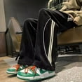 thumbnail image 5 of Autumn Korean Straight Wide Leg Pants For Men American Casual Side Stripe Corduroy Sweatpants Jogging Y2K Baggy Trousers Womens, 5 of 6