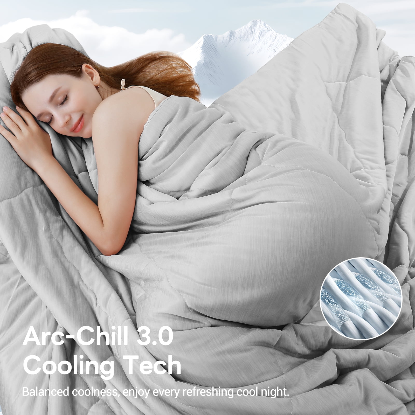 Aship Cooling Comforter Twin Size, Dual Sided Summer Comforter for Hot Sleepers, Q-Max>0.45 Arc-Chill Fabric Lightweight Breathable Cooling Quilt 59*74 in
