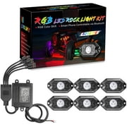 RGB Rock Light Kits, OFFROADTOWN RGB LED Rock Lights with 6 pods Lights Neon Trail Rig Lights Underglow Off Road Truck