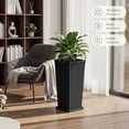 thumbnail image 6 of Devoko 24" Tall Planters for Outdoor Plants Set of 2, Woven-Textured Outdoor Plant Pots with Trays for Patio, Front Porch, 6 of 8