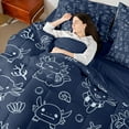 thumbnail image 4 of Erosebridal Cute Axolotl Bedding Queen Size,Cartoon Animal Comforter Sets with Sheets,Deep Blue Bedding Sets Queen Size For Teens,Super Cozy Room Decoration Reversible,7-Piece, 4 of 6