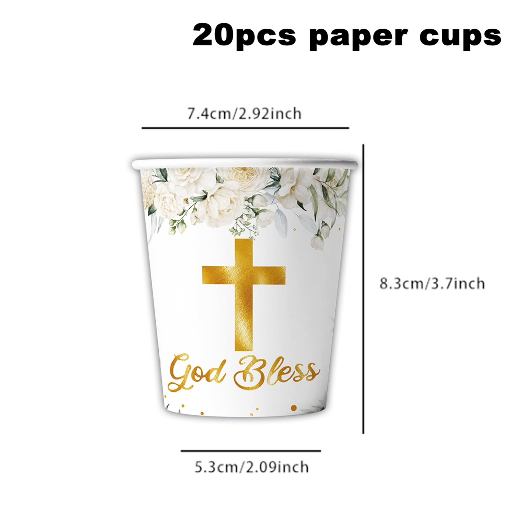 161 Pcs White God Bless Tableware Set, Baptism First Holy Communion Party Decorations Supplies for Newborn Baby Shower, Baptism Church Cross White Floral, Serves 20 Guests