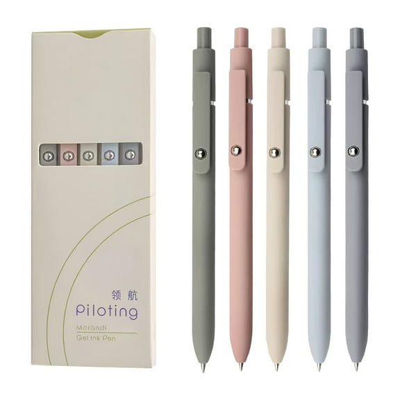 5-Pack Rollerball Gel Pens with Fidget Roller Clip and Refills, Quick-Drying Ink for Smooth Writing and Note Taking(A)