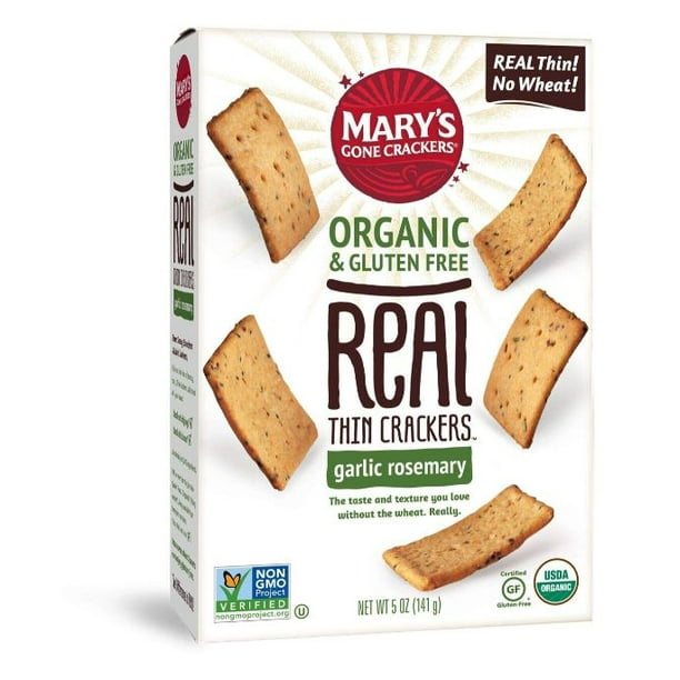 Mary's Gone Organic Gluten Free Garlic Rosemary Real Thin Crackers 5oz
