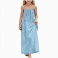 thumbnail image 1 of NIEWTR Robe Décontractée Tissée pour Tout-Petits et Bébés Filles à Larges Bretelles, Robe Soleil Fluide pour les Journées d'Été (Bleu Ciel, 7-8 Ans), 1 of 6