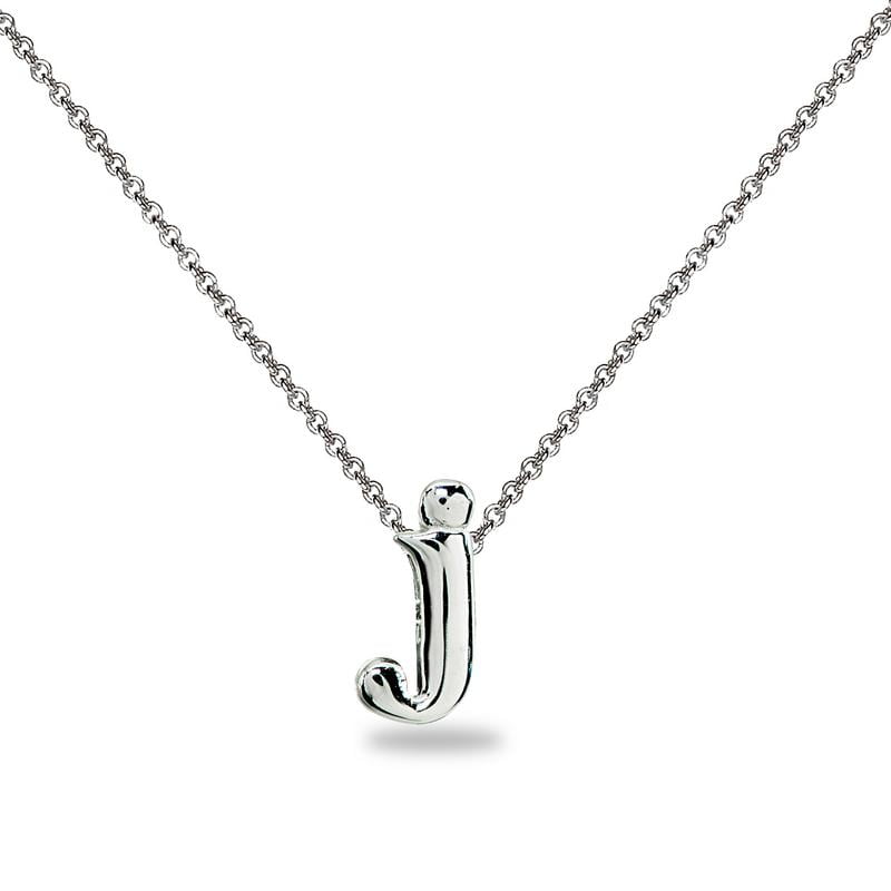 Courier New Font Sterling Silver LetterJ Charm