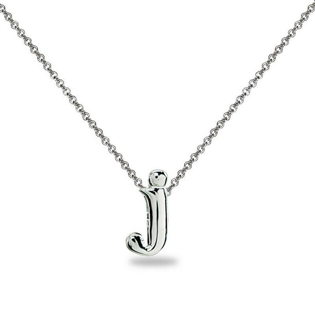 ONLINE Sterling Silver J Letter Initial Alphabet 925 Silver Necklace