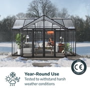 Palram - Canopia Triomphe Chalet - 12' x 15' - Walk-In Hobby Greenhouse - Black - with 2 Roof Vents