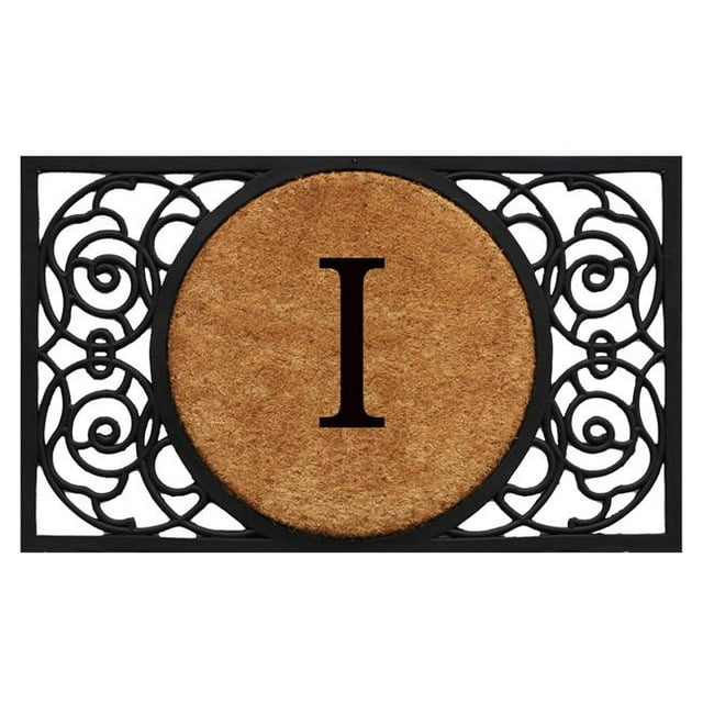 Calloway Mills 180032236I 22 x 36 in. Armada Circle Monogram Rectangular Doormat, Natural & Black - Letter I