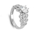 thumbnail image 4 of Round White Cubic Zirconia Solitaire Promise Ring .925 Sterling Silver Band Jewelry Female Size 10, 4 of 4