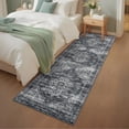 thumbnail image 3 of Garvee 2'x6' Persian Runner Rug, Vintage Distressed Floral Boho Rug Farmhouse Non-Slip Low Pile Accent Carpet for Bedroom Hallway Kitchen, Dark Gray, 3 of 9