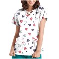 thumbnail image 2 of TIMIFIS Haut de Sarrau Blanc Femmes Imprimé Femmes T-Shirts à Manches Courtes Uniforme de Travail Saint-Valentin Blouse à Poche Imprimée avec Poches - Imprimé Blanc, 2 of 5