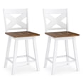 thumbnail image 1 of Gymax 24'' Swivel Barstools Set of 2 w/Backrest Large Seat Footrest for Kitchen Island White & Walnut, 1 of 8