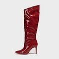 thumbnail image 5 of Mostsola Knee High Boots Women Slouchy Trendy Stiletto Wide Calf Patent Leather Dressy Pumps, 5 of 9