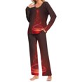 thumbnail image 2 of Puntoco Pijamas para mujer, conjunto de pijamas con estampado navideño, cuello redondo, bolsillo, pantalones y ropa para el hogar, 2 of 5