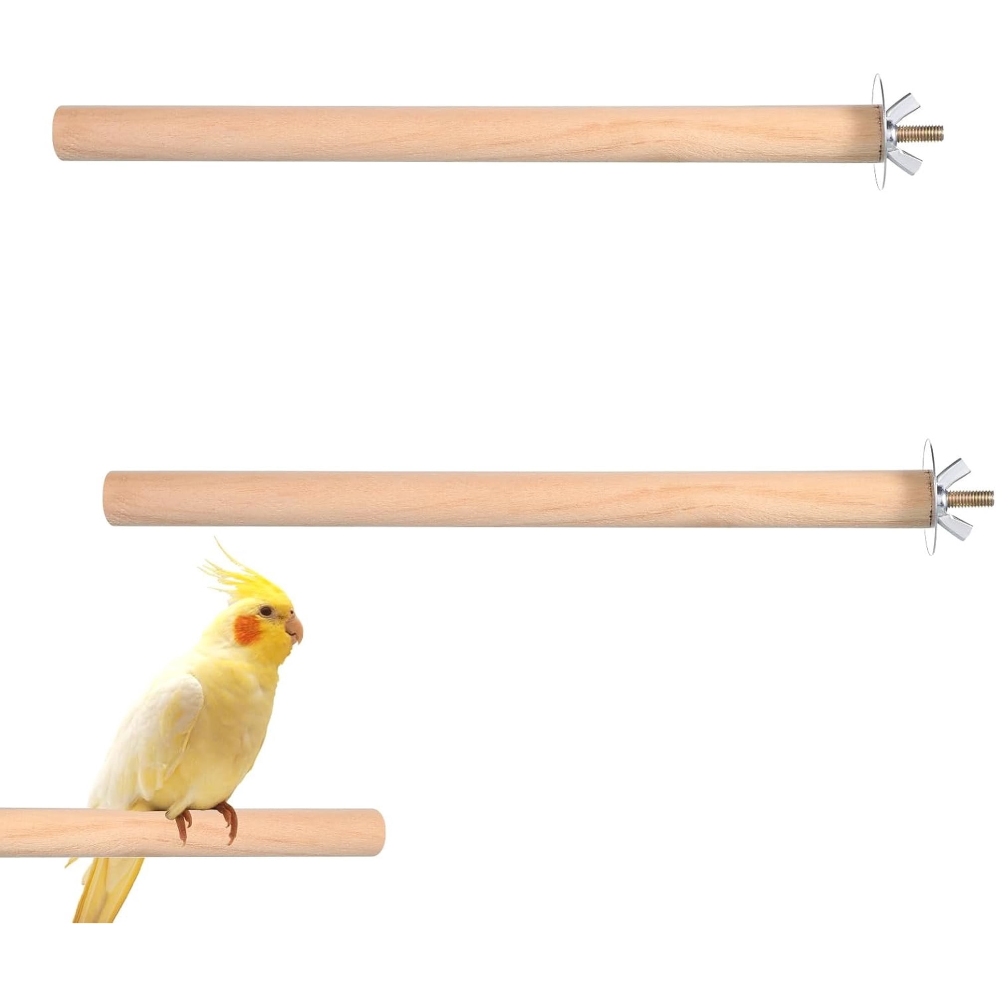 2 count Bird Perches for Cage Wooden Parrot Perch Stand, Parrot Perches Toys Perch with Different Widths Bird Cage Toys Cages Accessories for Macaws, Small Parakeets, Conures, Budgies, Finches