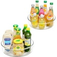 thumbnail image 2 of PYYAN-GUZON 2 Pack Lazy Susan Turntable for Cabinet, 10 Inch Lazy Susan Organizer with Handles and High Sides, Clear Rotating Organizer for Kitchen, Pantry, Dresser, Refrigerator, Bathroom, Table, Fr, 2 of 4