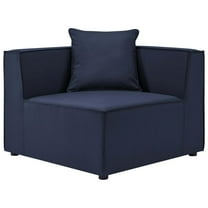 Modway Saybrook Outdoor Patio Upholstered Sectional Sofa Corner Chair in Navy