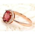 thumbnail image 5 of Halo 1.50 Carat Red 8x6mm Oval Cut Ruby And Moissanite Diamond Engagement Ring in 10k Rose Gold, 5 of 5