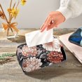 thumbnail image 5 of Floral Pattern on Black Tissue Box Cover Leather Square Rectangle Tissue Box Holder for Bathroom Living Room Desk Office Decor, 5 of 7