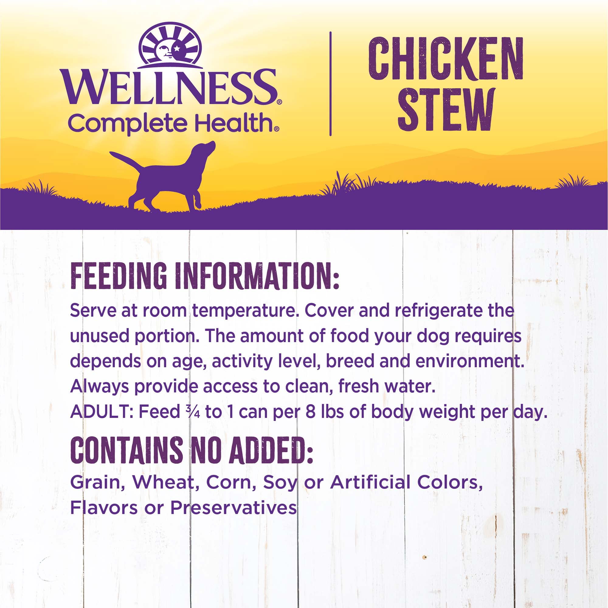 Wellness Complete Health Stew Adult Canned Wet Dog Food, Grain Free, Natural, Chicken Recipe, 12.5 oz, Pack of 12 Cans