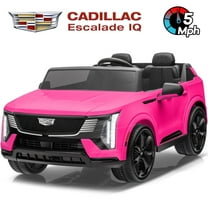 24V 2 Seater Ride on Cars, Licensed Cadillac Escalade IQ Powered Ride on Toys Truck with Remote Control, 4 Wheels Spring Suspension, LED Light, Electric Cars for Kids Ages 3-8 Gifts, Pink