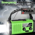 thumbnail image 4 of Hand Crank Emergency Radio 37000mwhsolar Portable Noaa Am Fm Weather With 3mode Flashlight And Reading Light Cell Phone Home Distress Signal (green), 4 of 7