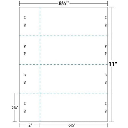 2 3/4 x 8 1/2, Numbered 01-1000 Digital Index Raffle Ticket, White, 1000/Pack$$Office