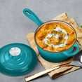 thumbnail image 4 of Enameled Cast Iron Sauce Pan with Lid,  2 Quart Saucepan with Lid, Enamel Cast Iron Pot Dutch Oven Kitchen Cookware for All Cooktops Cooking Soup, Milk - Up to 500°F & 6.7Lbs, Lake Green, 4 of 4