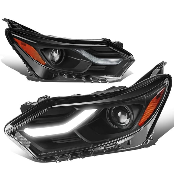 DNA Motoring For 18-21 Chevy Equinox LED DRL Black Amber Corner Projector Headlight Lamps Pair