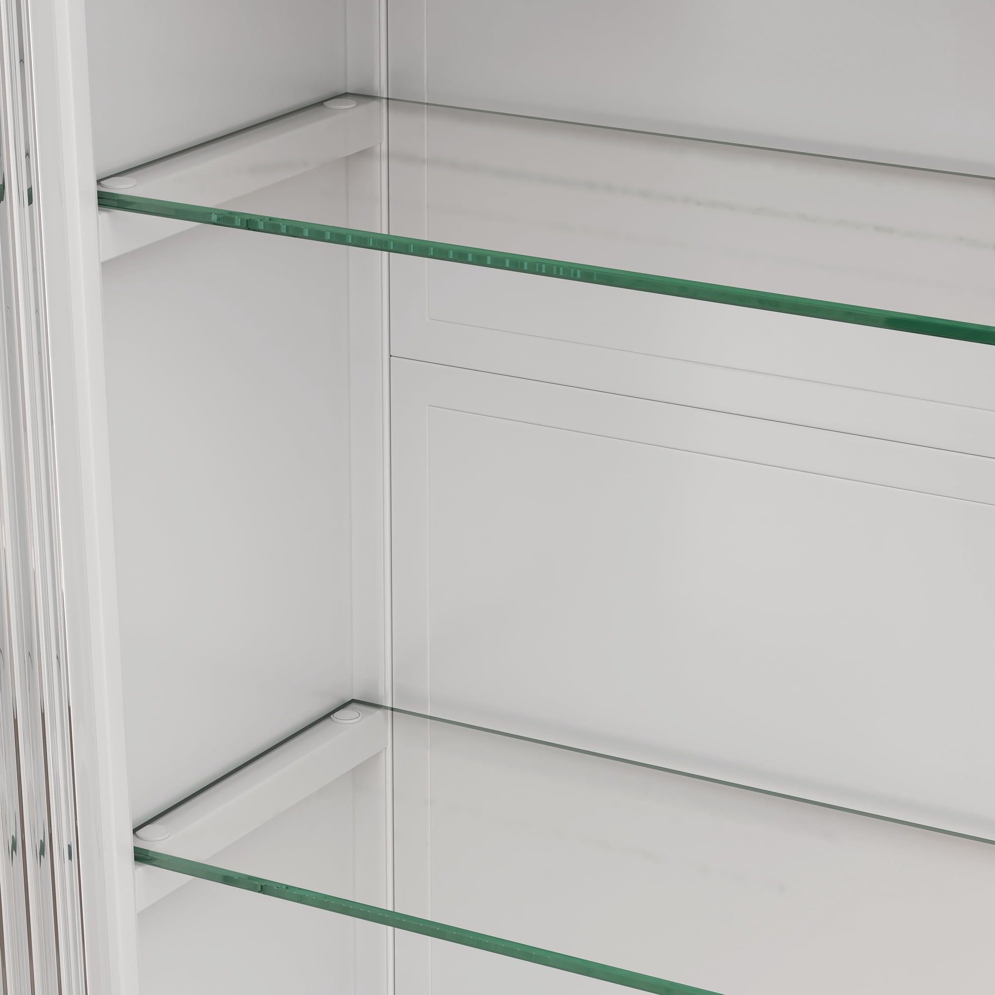 Wall Cabinet with Glass Door, 3 Door Wall Mounted Glass Cabinet with Three Tiers of Storage, for Kitchen, Living Room and Bathroom (White)